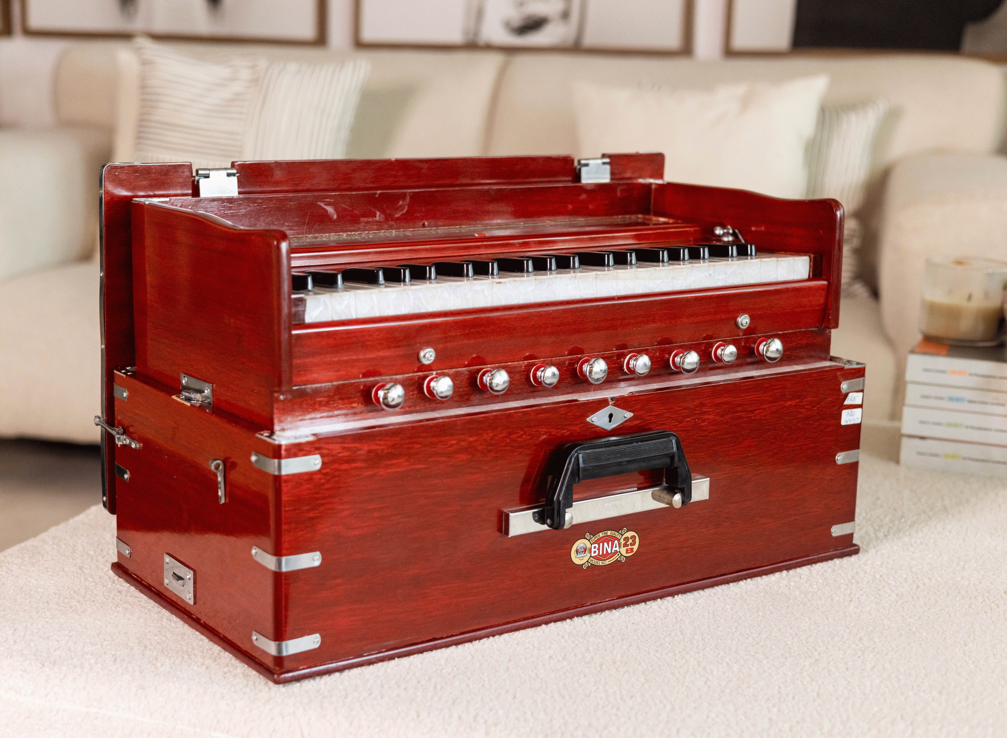 Bina No. 23B Deluxe Harmonium, 3.5 Octave, Folding, Coupler