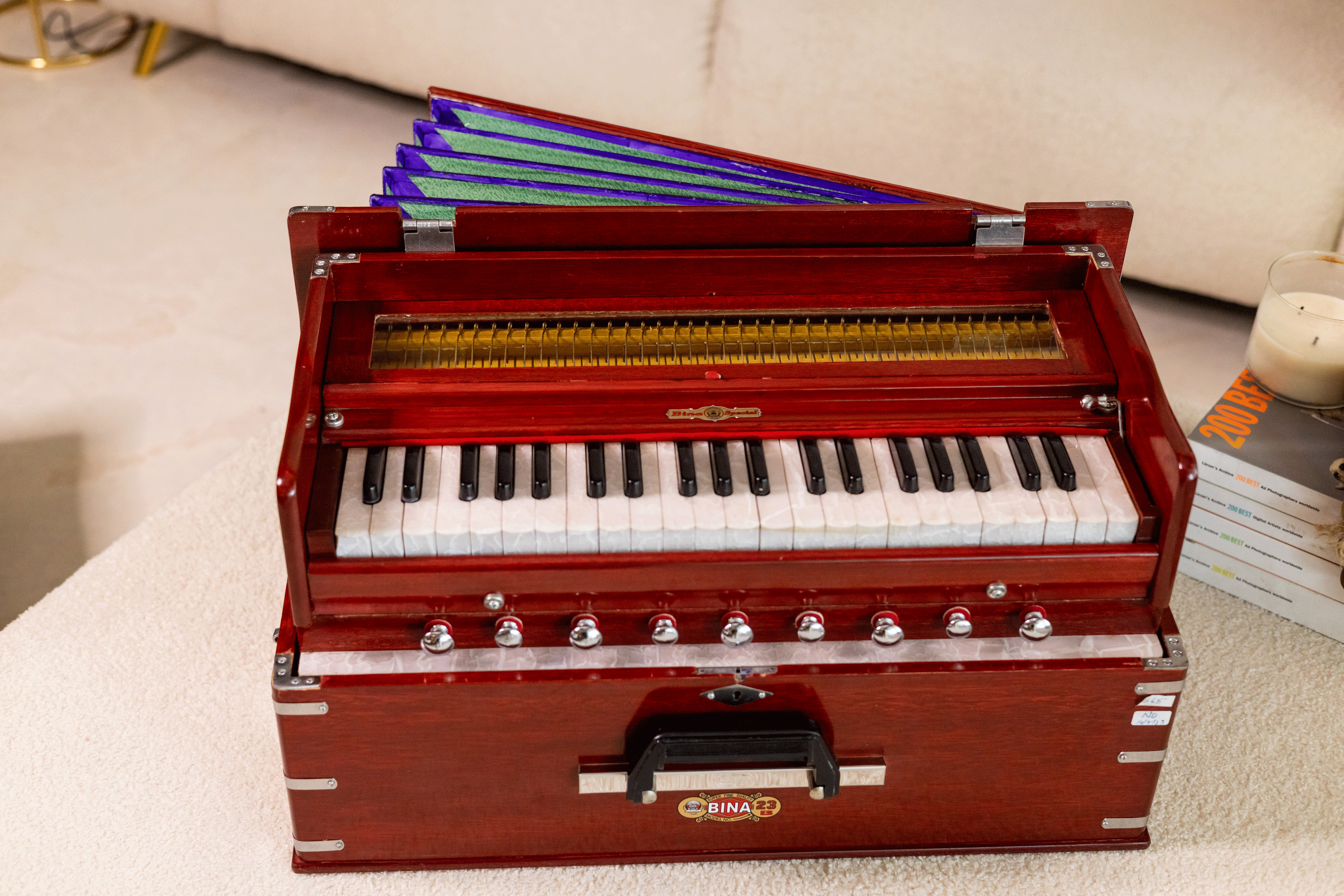 Bina No. 23B Deluxe Harmonium, 3.5 Octave, Folding, Coupler
