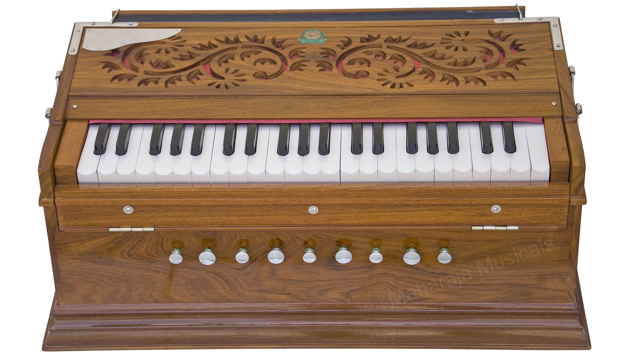MKS No. 573 Concert Harmonium, 3 Reeds, 9 Stops, Teak Wood, 42 Keys