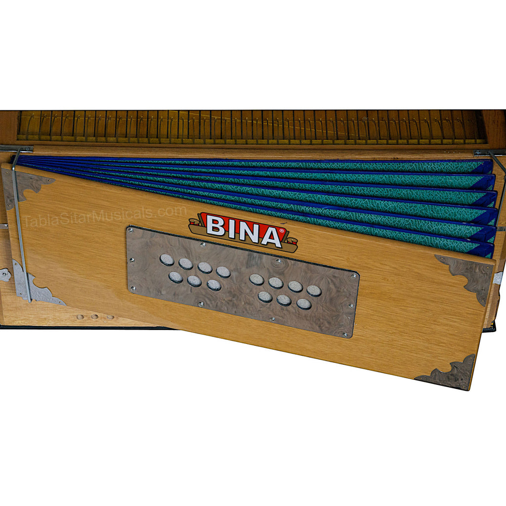 Bina Harmonium, 2 Reeds, 3.5 Octave, 9 Stops, Coupler, Teak