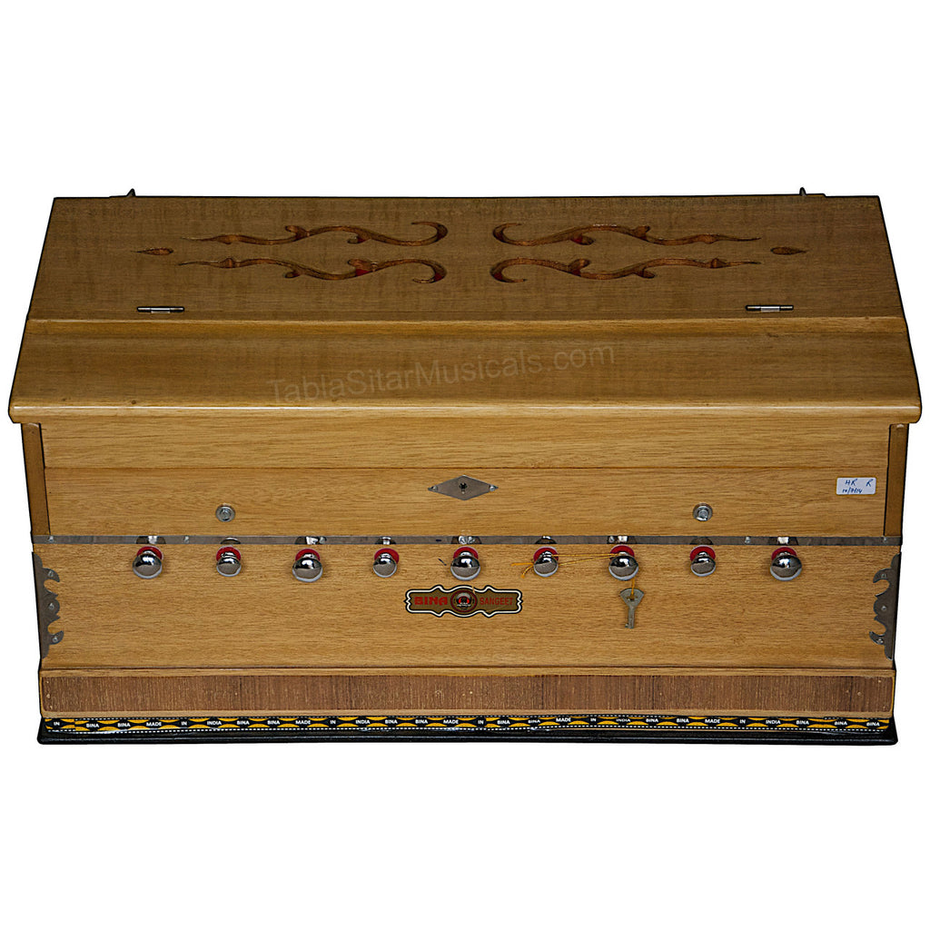 Bina Harmonium, 2 Reeds, 3.5 Octave, 9 Stops, Coupler, Teak