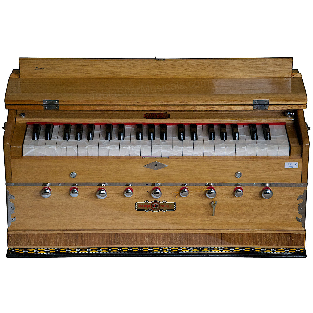 Bina Harmonium, 2 Reeds, 3.5 Octave, 9 Stops, Coupler, Teak