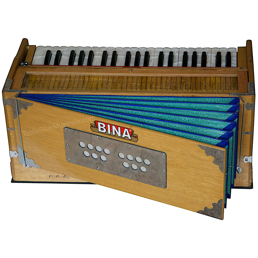 Bina Harmonium, 2 Reeds, 3.5 Octave, 9 Stops, Coupler, Teak