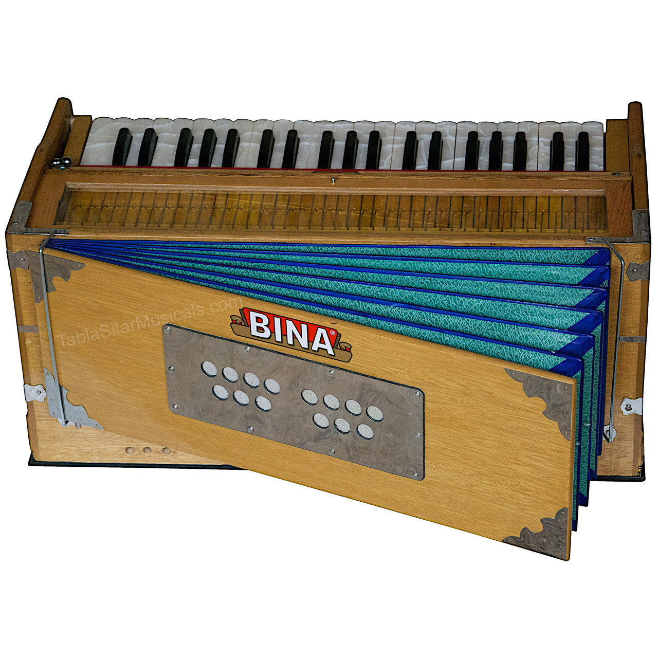 Bina Harmonium, 2 Reeds, 3.5 Octave, 9 Stops, Coupler, Teak