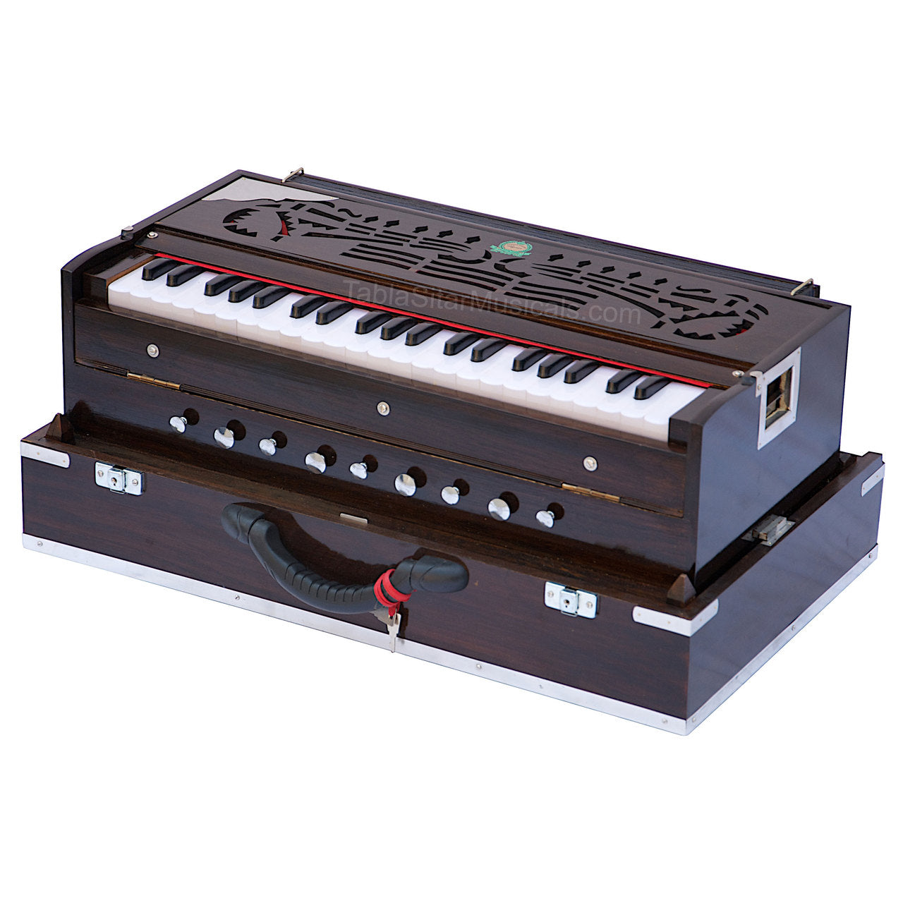 MKS No. 243 Concert Harmonium, 2 Reeds, Folding, Teak Wood, 42 Keys