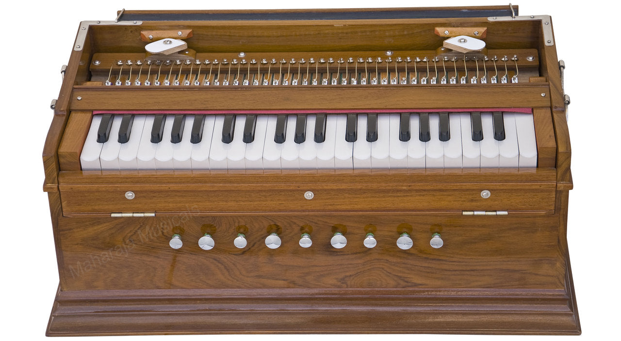 MKS No. 573 Concert Harmonium, 3 Reeds, 9 Stops, Teak Wood, 42 Keys