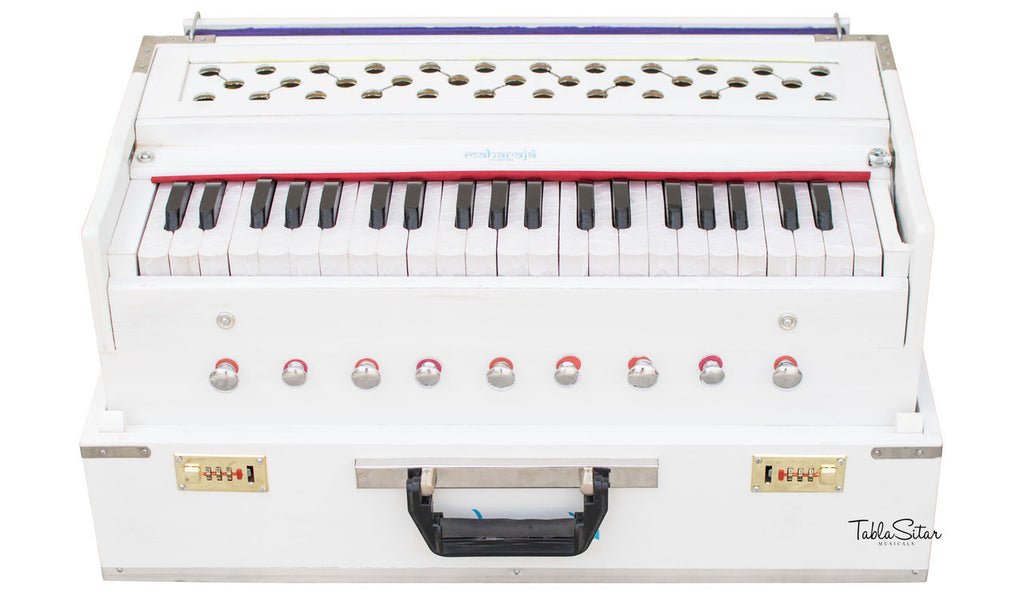 Maharaja Musicals Safri Harmonium, Folding, Coupler, White, 42 Keys