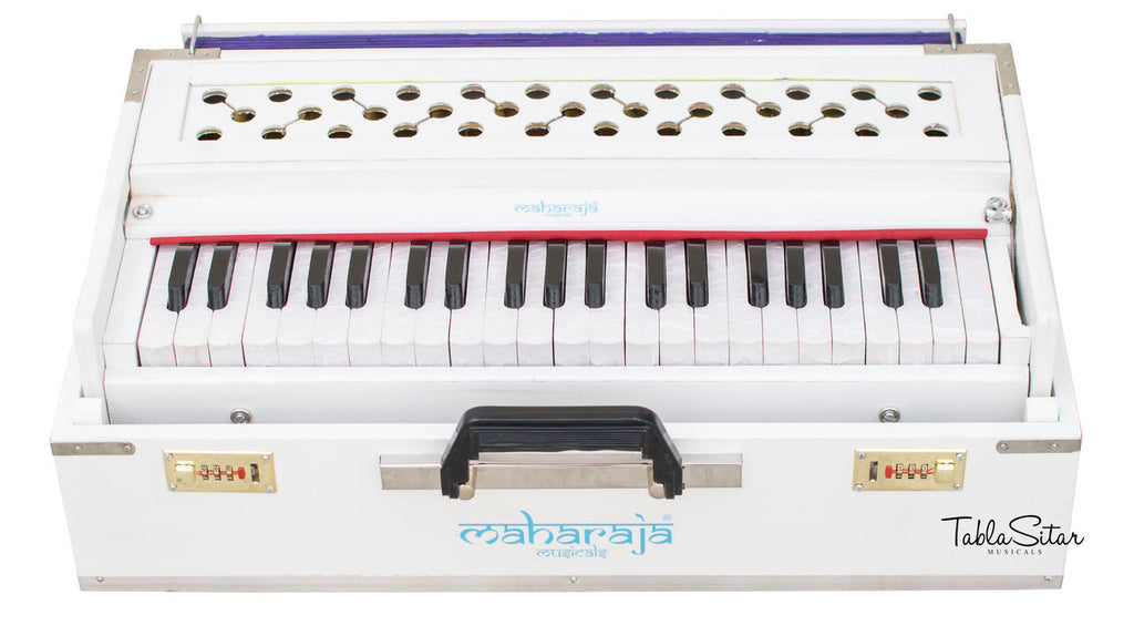 Maharaja Musicals Safri Harmonium, Folding, Coupler, White, 42 Keys