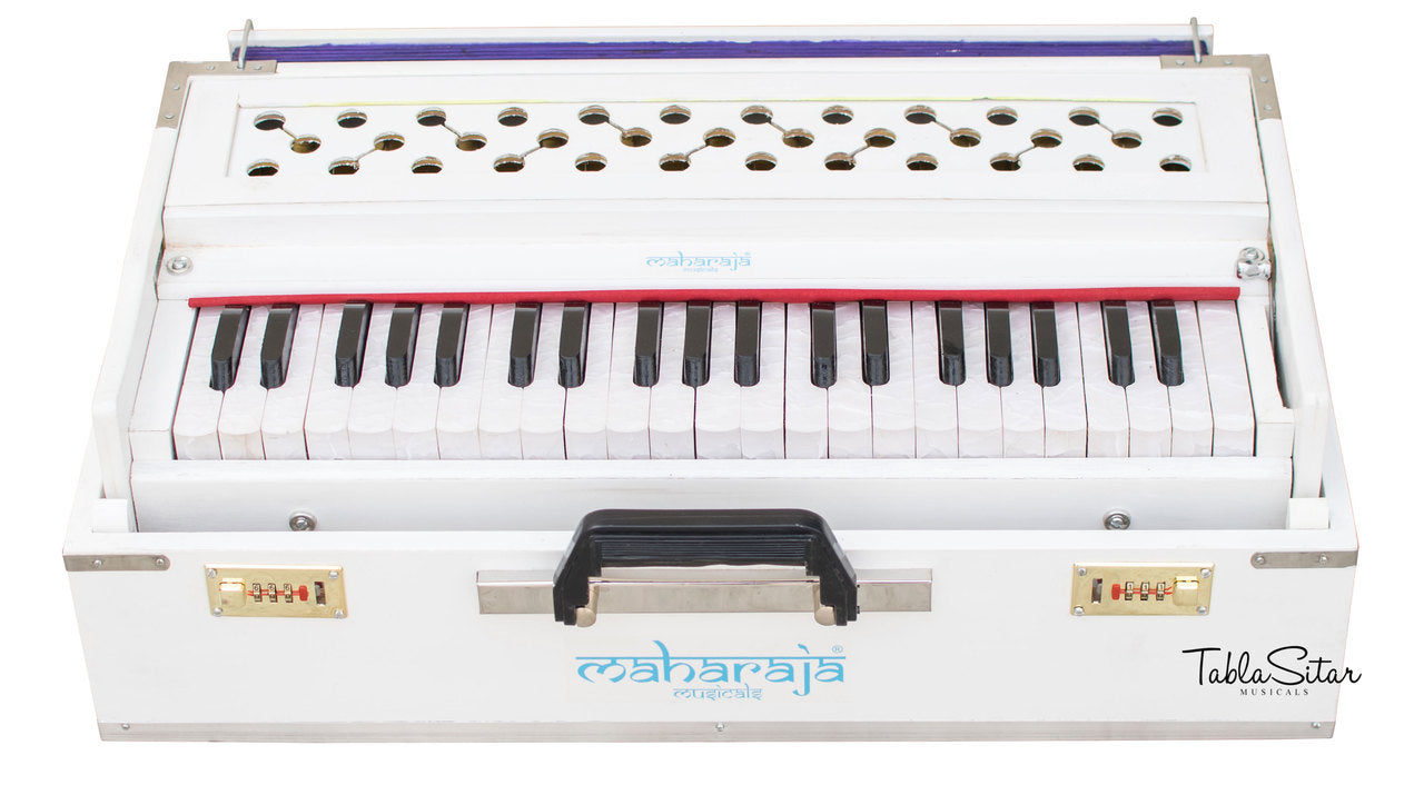 Maharaja Musicals Safri Harmonium, Folding, Coupler, White, 42 Keys