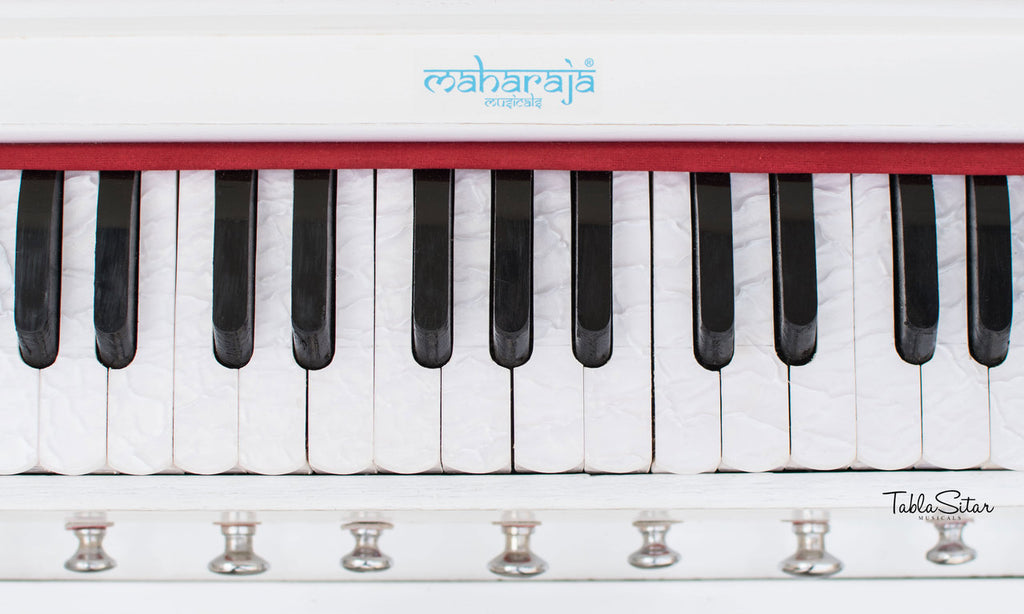 Maharaja Musicals Safri Harmonium, Folding, Coupler, White, 42 Keys