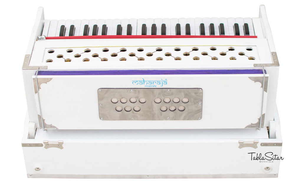Maharaja Musicals Safri Harmonium, Folding, Coupler, White, 42 Keys