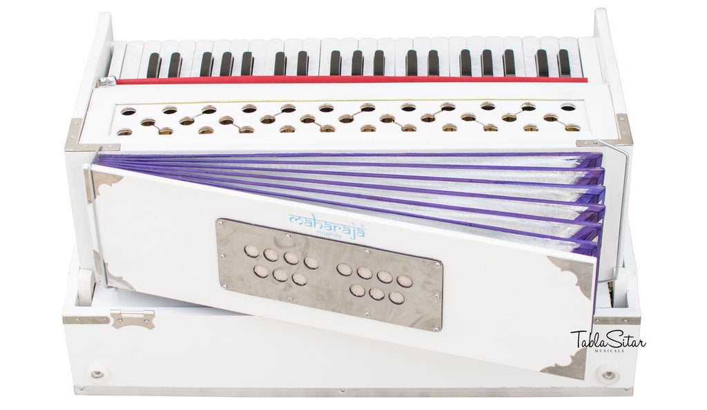 Maharaja Musicals Safri Harmonium, Folding, Coupler, White, 42 Keys