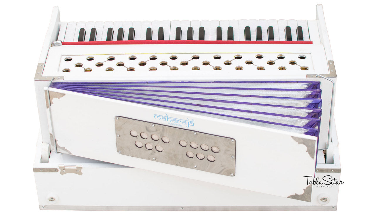 Maharaja Musicals Safri Harmonium, Folding, Coupler, White, 42 Keys