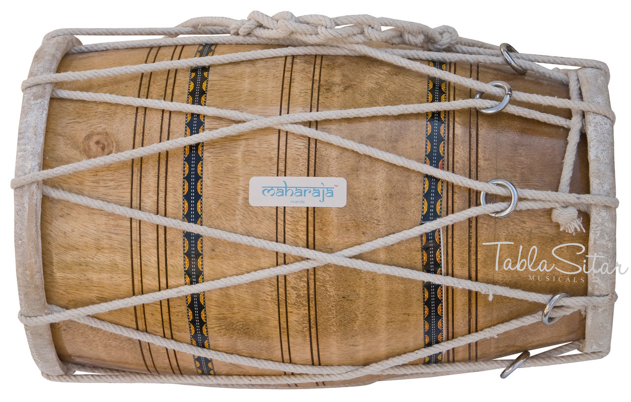 Maharaja Musicals Dholak, Mango Wood, Rope-Tuned