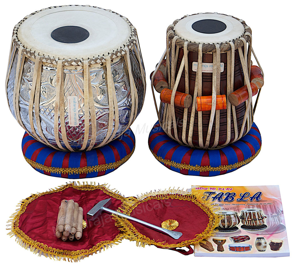 Maharaja Musicals Floral Tabla Set, 3 kg, Copper Bayan, Sheesham