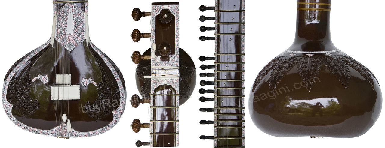 Kanai Lal Khajoor Patta Sitar, Ravi Shankar Style, Fiber Case