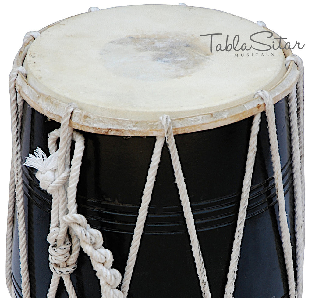 Maharaja Musicals Dholak, Mango Wood, Rope-Tuned, Black