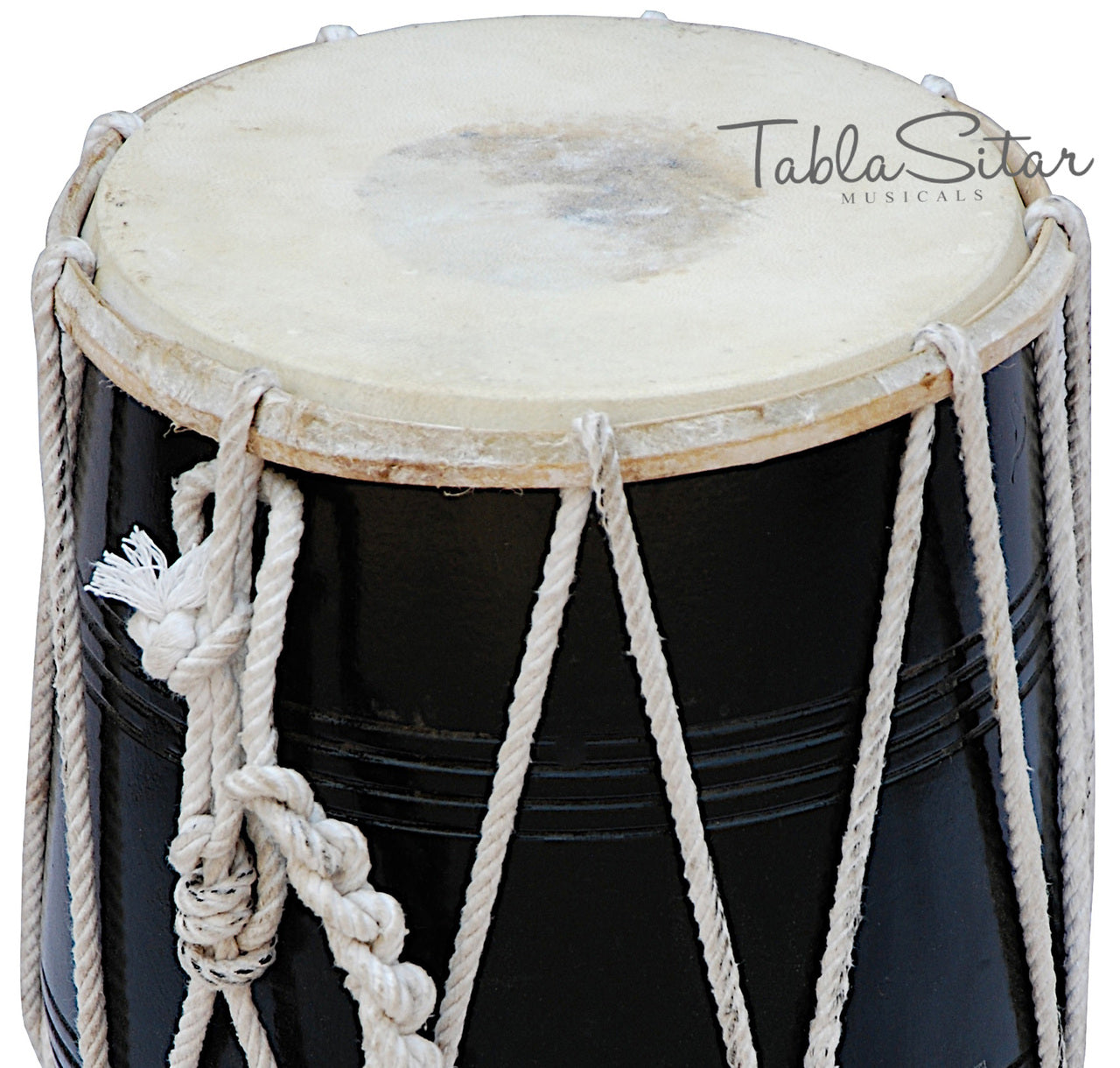 Maharaja Musicals Dholak, Mango Wood, Rope-Tuned, Black