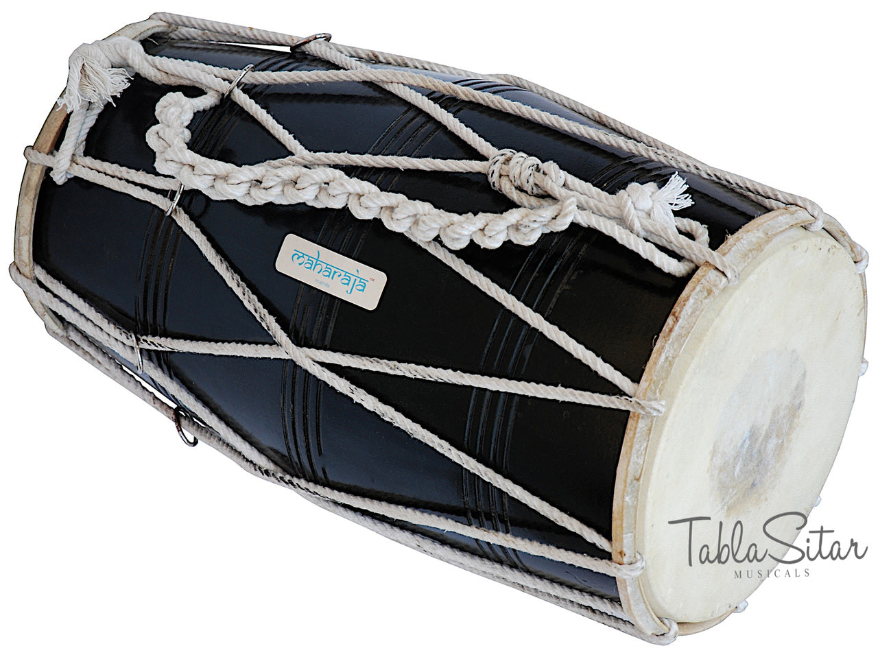 Maharaja Musicals Dholak, Mango Wood, Rope-Tuned, Black