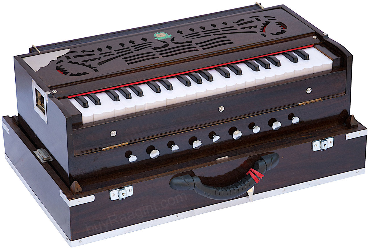 MKS No. 652 Concert Harmonium, 3 Reeds, Folding, Teak Wood, 42 Keys