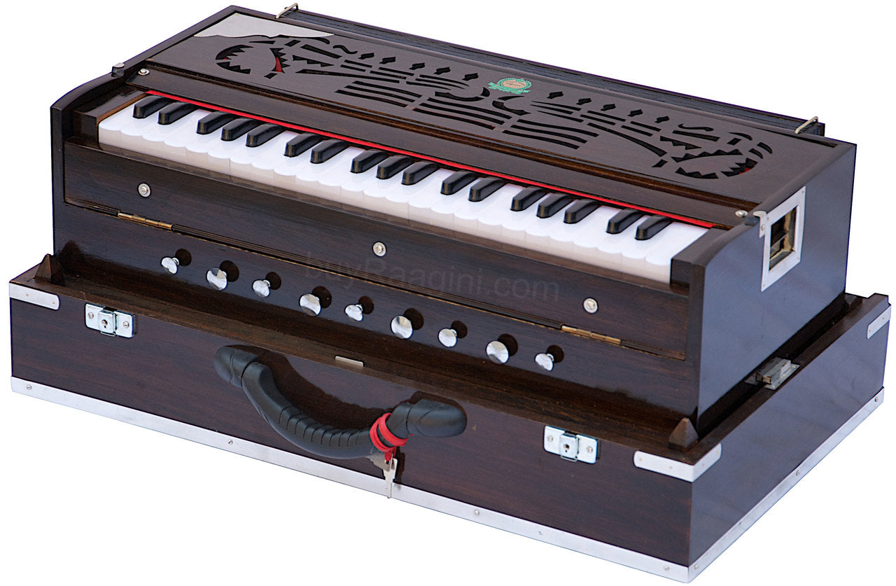 MKS No. 652 Concert Harmonium, 3 Reeds, Folding, Teak Wood, 42 Keys