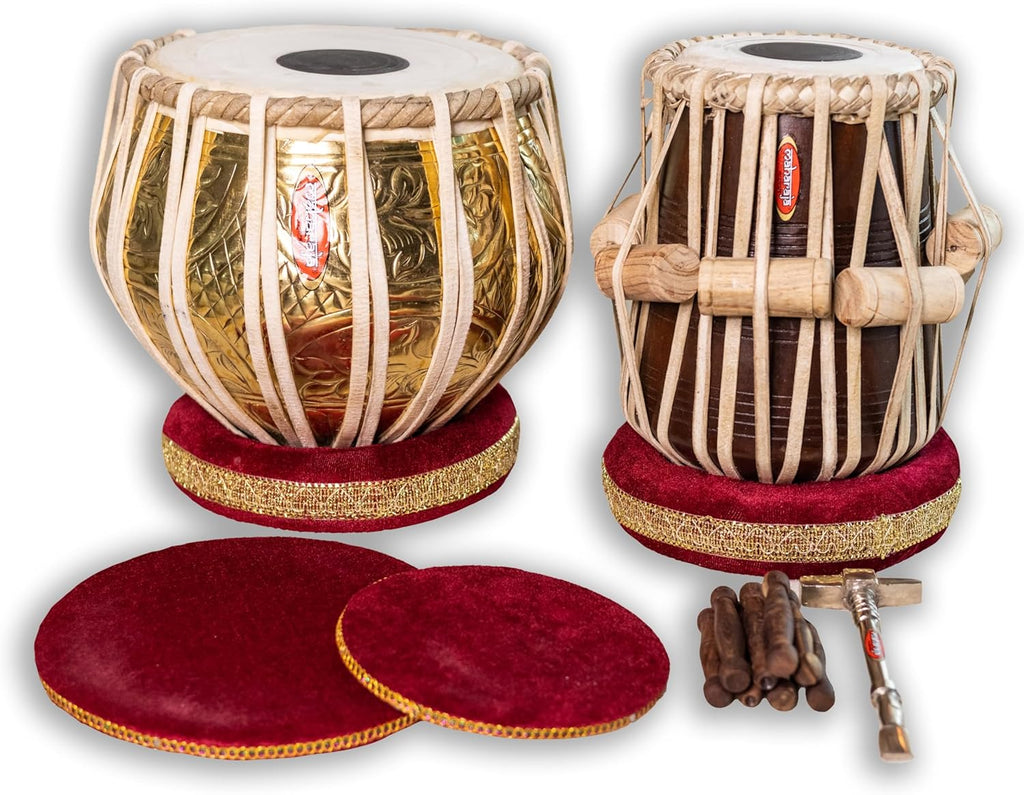 Maharaja Musicals Floral Tabla Set, 3.5 kg, Brass Bayan, Sheesham
