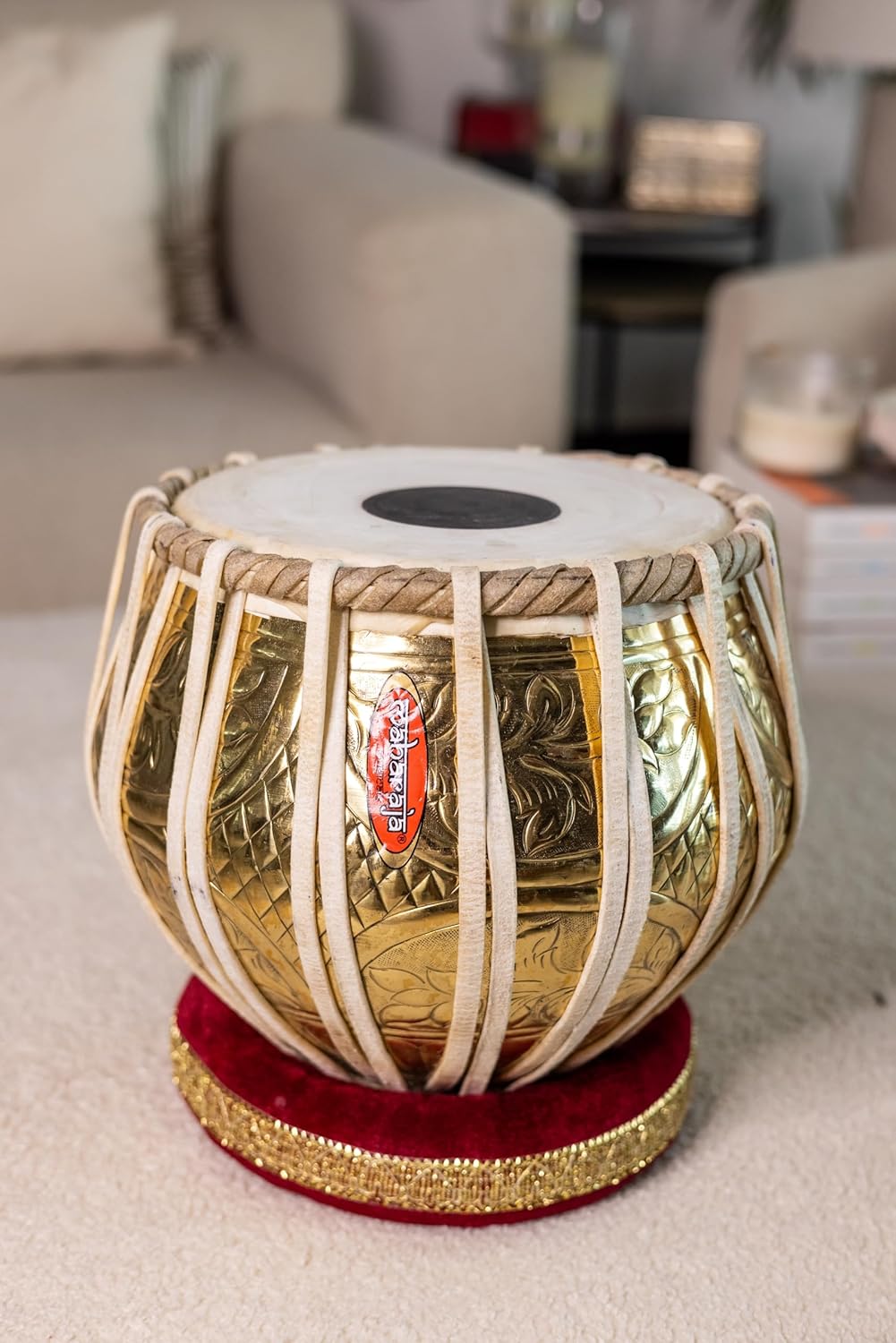 Maharaja Musicals Floral Tabla Set, 3.5 kg, Brass Bayan, Sheesham