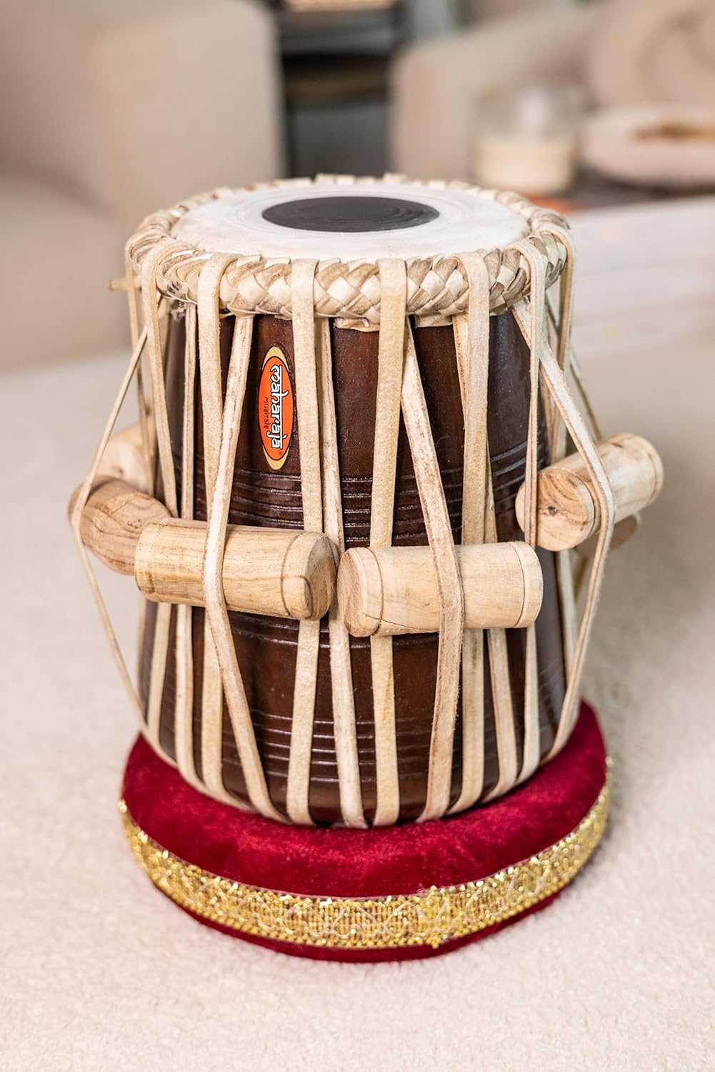Maharaja Musicals Floral Tabla Set, 3.5 kg, Brass Bayan, Sheesham