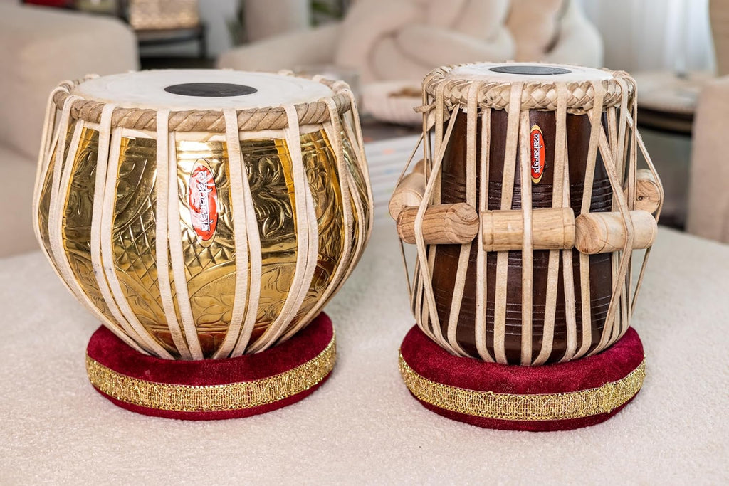 Maharaja Musicals Floral Tabla Set, 3.5 kg, Brass Bayan, Sheesham